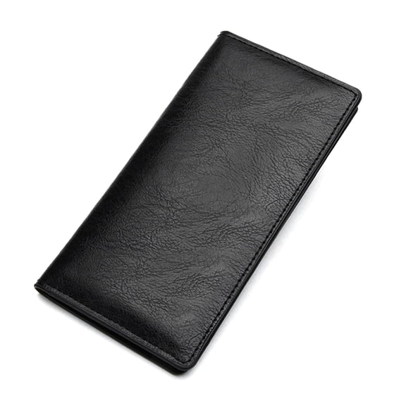 bestolf Men Long Wallet Slim Card Wallet with Multiple Card Slots ID Card Window Artificial Leather Bifold Wallet Gift for Dad Husband (Black )