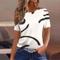 thumbnail image 2 of Tops de Cuello Redondo para las Mujeres de Manga Corta Impresa Casual, Camiseta de Moda para Uso Diario Y de Fiesta, 2 of 7