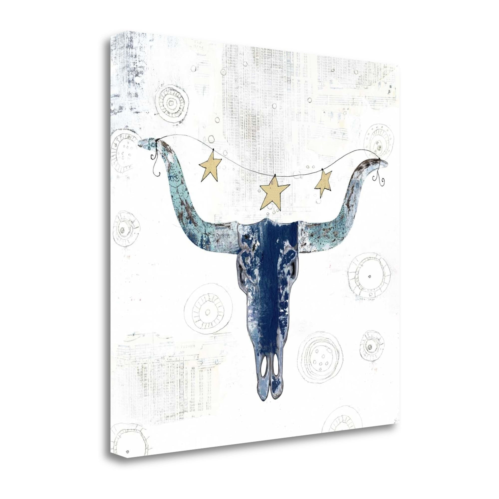 Tangletown Fine Art Navy Cow Skull Graphic Art Print On Wrapped Canvas Walmart Com Walmart Com