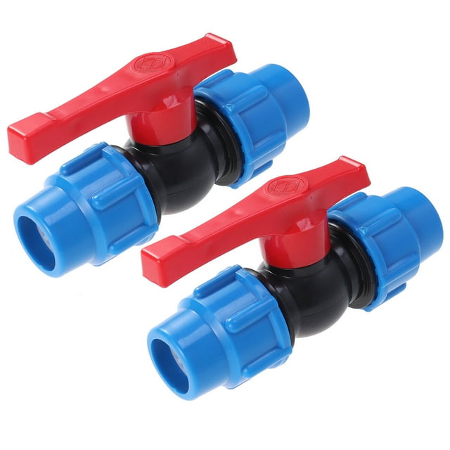 SHISUYAN 2 Pcs 3/4" PE Thread Ball Shutoff Aquarium for Fish Tank Flow Connector Irrigation (Blue)