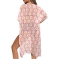 thumbnail image 5 of Xoenoiee Pink Floral Print Women Swimsuit Cover Up Half Sleeve Boho Bathing Suit Coverups Skin Friendly Kimonos Cardigans for Swimwear, 5 of 7