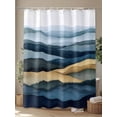 thumbnail image 4 of Fsddascl Mountains Blue Gold Shower Curtain Set - Long 72" x 84" Washable Bathtub Curtain with 12 Hooks, Modern Green Forest Trees Waterproof Fabric Stall Shower Curtains for Bathroom/Bathtub Décor, 4 of 6