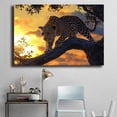 thumbnail image 5 of Mudket Framed Leopard Canvas Wall Art, Sunset Cheetah on Tree Branch Wall Decor, Jungle Animal Print Room Decor for Living Room Office, Ready to Hang - 12"L x 8"W, 5 of 10