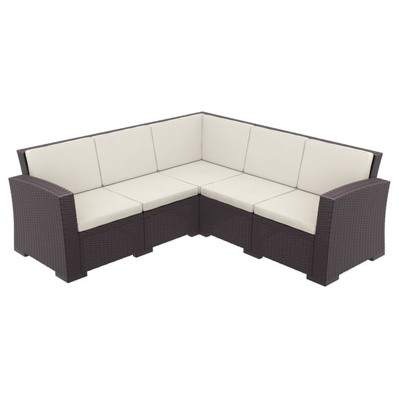 Compamia Monaco 5 Piece Outdoor Sectional in Brown with Cushion