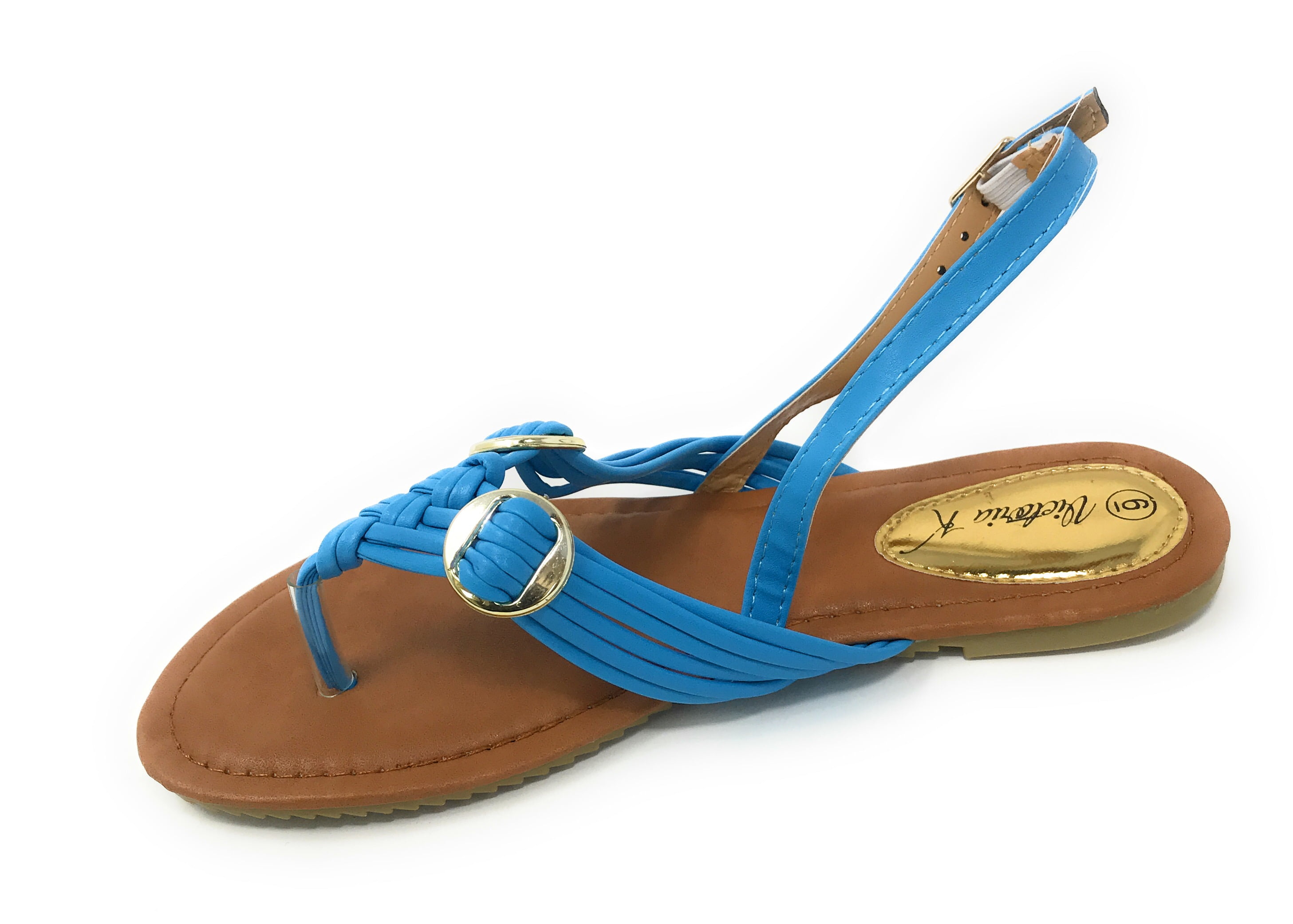 Victoria K Women's Multi Straps With Gold Side Buckles Sandals
