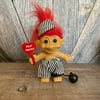 Vintage Valentine's Day Troll {Most Wanted Prisoner Ball and Chain Love Troll} Russ Berrie Vintage Troll Doll Red Hair 5 inch troll Gift