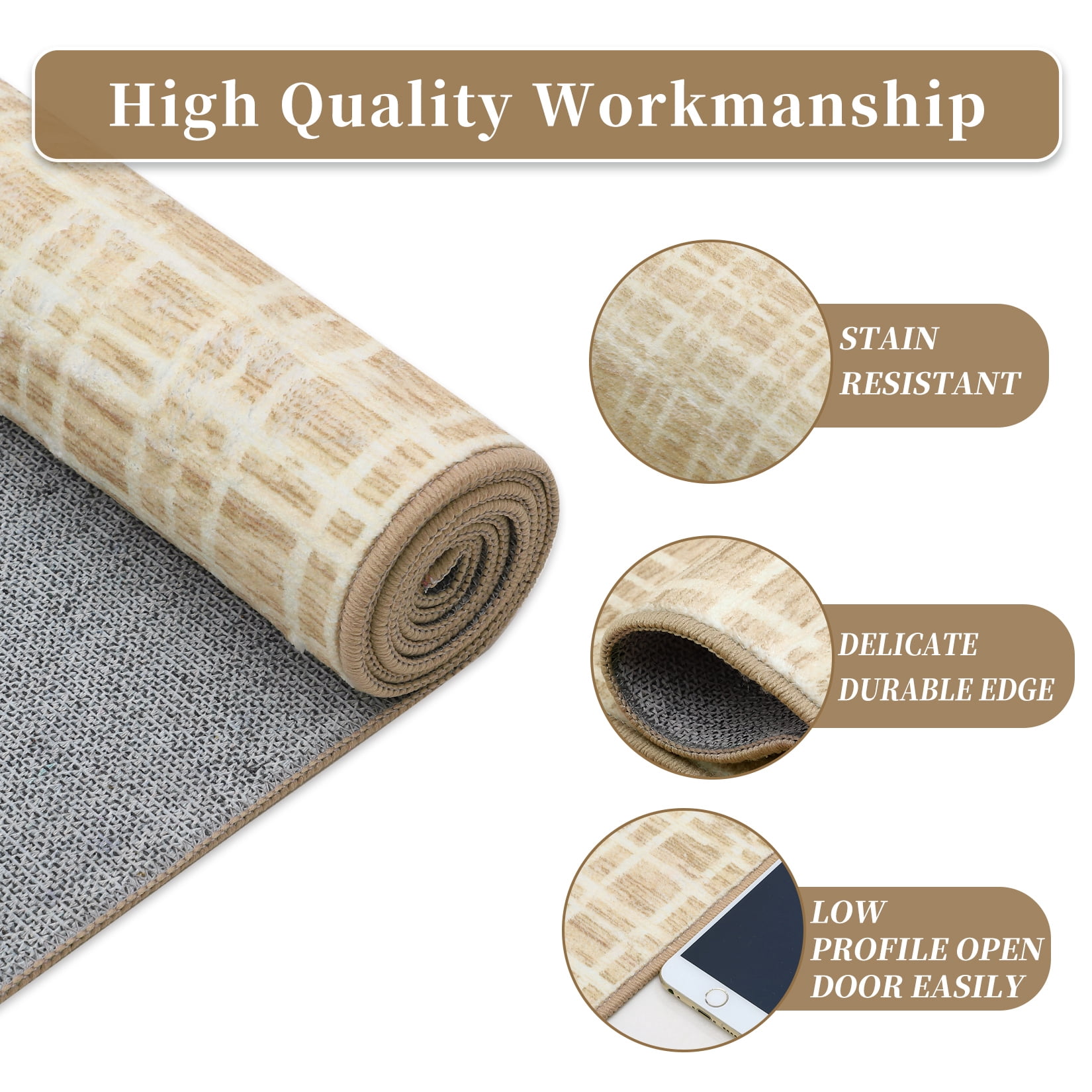 HOMERRY 9' x 12' Area Rug for Living Room Washable Bedroom Modern Plaid Carpet for Floor Decoration, Yellow