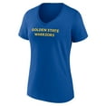 thumbnail image 2 of Women's  Royal Golden State Warriors Wordmark Team V-Neck T-Shirt, 2 of 3