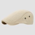 thumbnail image 2 of Men's Classic Herringbone Newsboy Cap Cotton Flat Hat with Adjustable Fit Washed Beret Style for Golf Driving Cabbie Casual Look (Khaki), 2 of 4