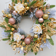 thumbnail image 3 of Farship Christmas Wreaths for Front Door 20'' Gold Door Wreath with Light and Ball Ornaments, Christmas Wall Windows Hanging Home Decoration, 3 of 6