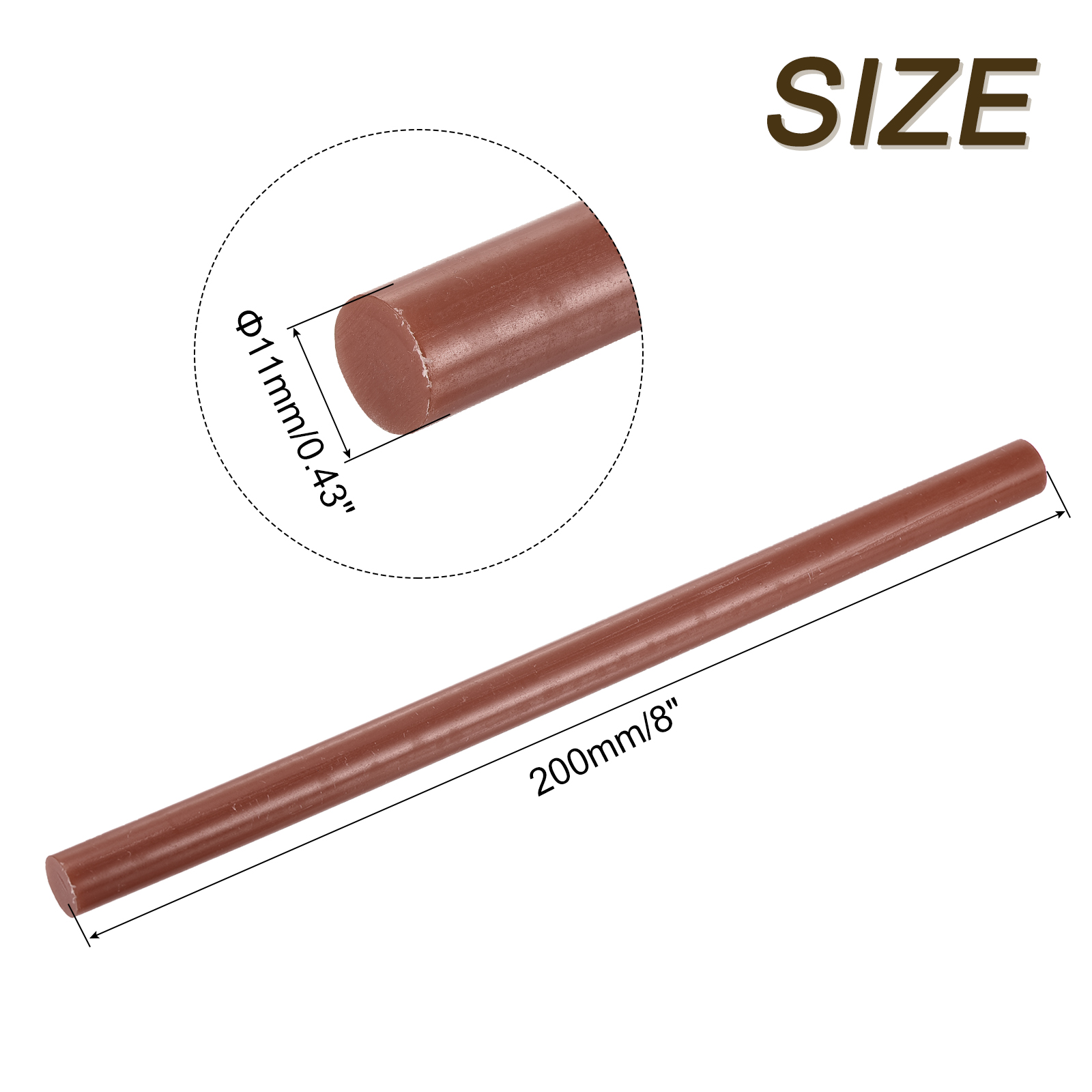 Uxcell EVA Mini Hot Glue Sticks High Sticky Hot Glue Sticks for Glue Gun 0.43 inch x 8 inch Brown 30 Pcs