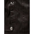 thumbnail image 5 of Men's Thick Vintage PU Leather Jacket, Youth Stand Collar Motorcycle Coat, Retro Style, Casual Wear, All Seasons, 5 of 8