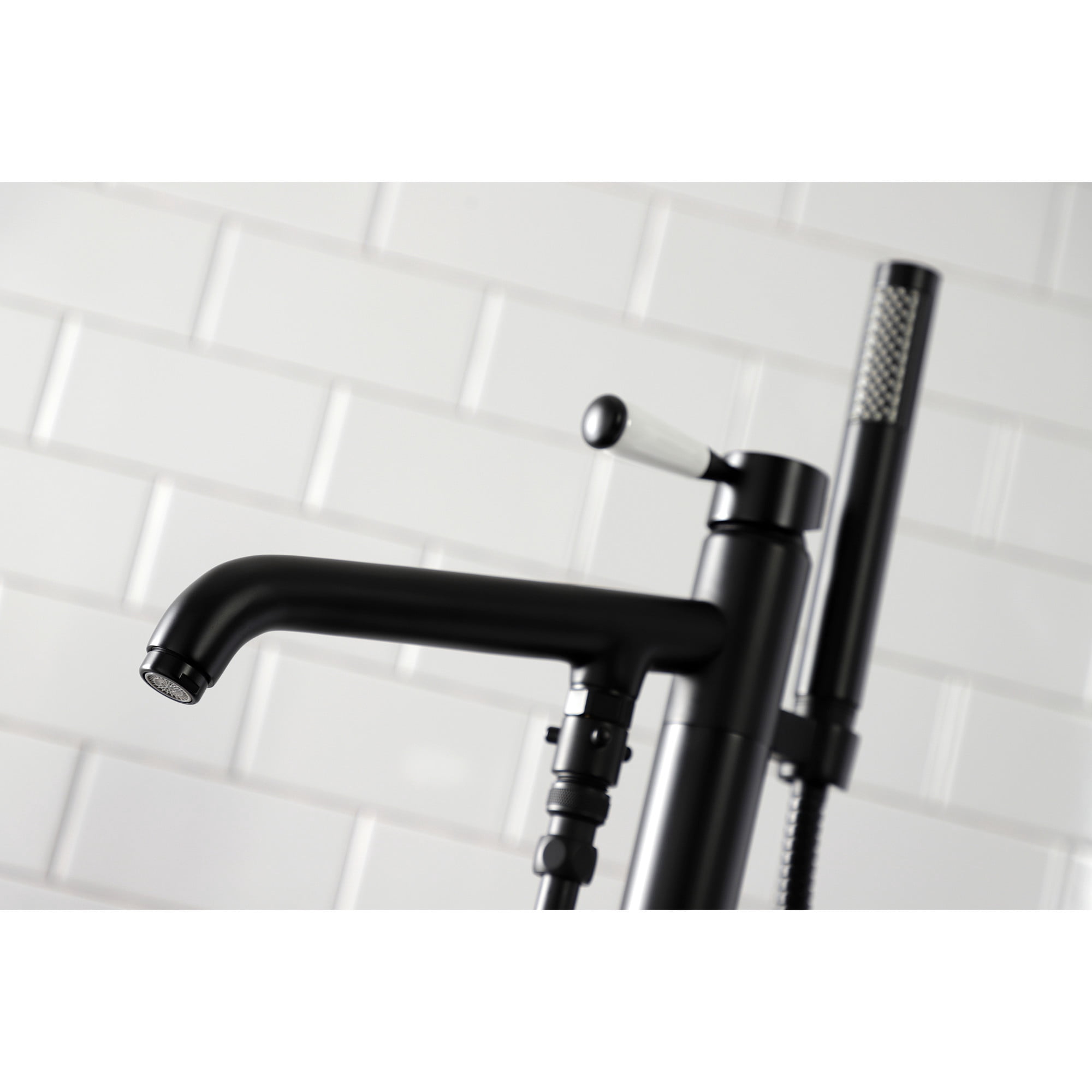 Kingston Brass KS8130DPL Paris Freestanding Tub Faucet with Hand Shower, Matte Black