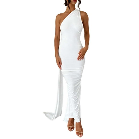 WTXUE Sundresses for Women, Women Bodycon Sleeveless Open Back Maxi Dress Going Out Elegant Party Cocktail Long Dress, Backless Dress, White Dress Women, White L