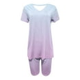 thumbnail image 4 of Kaemgyyd Workou 2 Piece Outfits for Women Summer Oversized V Neck T Shirt Leggings Hot Shot Lounge Sets Tracksuit, 4 of 4