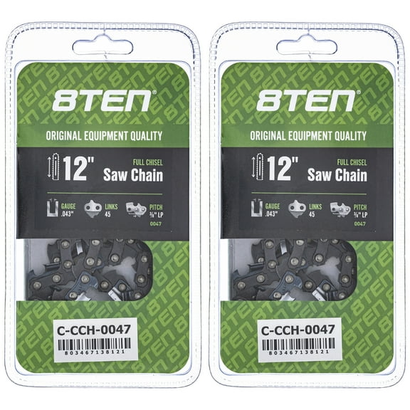 Full Chisel Chainsaw Chain 12 inch .043 3/8 LP 45 DL for Echo Husqvarna 2 Pack 810-CCC2269H