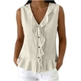 thumbnail image 2 of BADHUB Women Tank Top V Neck Sleeveless V Neck Ruffle Hem Top Lighetweight Summer Fashion Vacation Blouse Tee Black M, 2 of 7