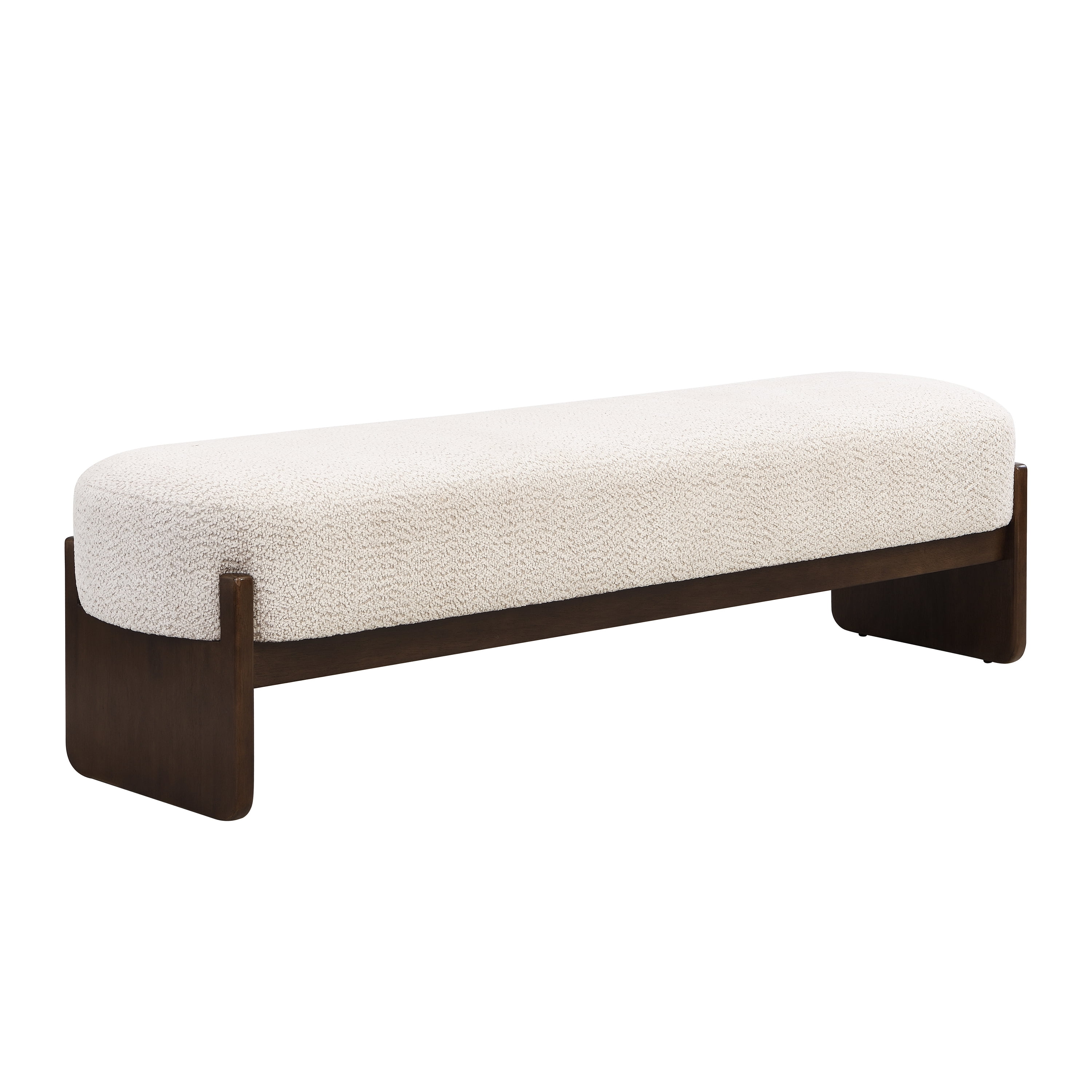 Euroco 64" Rectangular Loop Yarn Fabric Ottoman Bench,Entryway Bench, End of Bed Bench for Living Room, Bedroom,Beige
