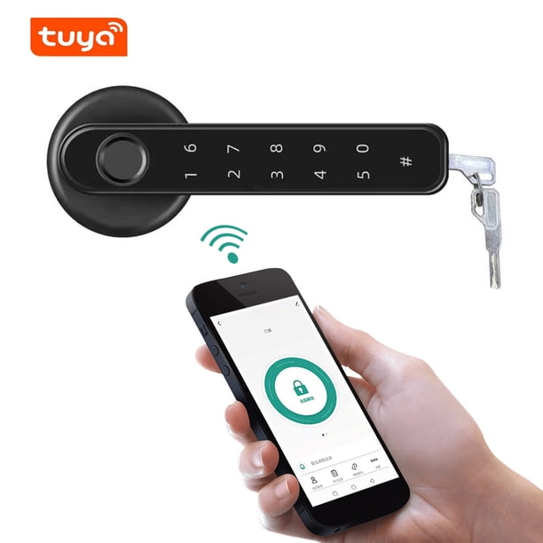 Cerradura de perillas de puerta compatible con Bluetooth con cerradura de manija de palanca de 2 llaves para apartamento