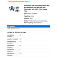 thumbnail image 2 of Rear Wheel Hub and Bearing Repair Kit - with Retaining Ring and Axle Nut - Compatible with 2003 - 2008 Honda Pilot 2004 2005 2006 2007, 2 of 2