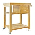 thumbnail image 5 of Home Aesthetics Rolling Bamboo Kitchen Island Cart Food Prep Trolley, with Towel, 5 of 8
