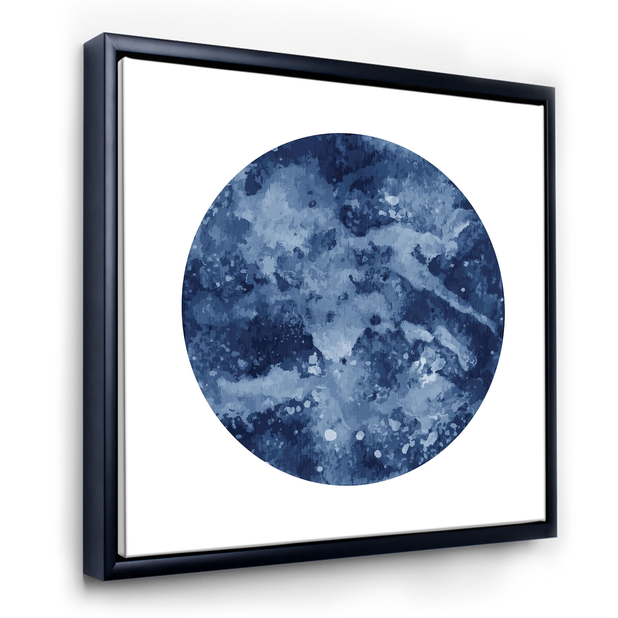Designart 'Blue Space Galaxy Circle' Modern Framed Canvas Wall Art Print