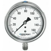 ASHCROFT 351009SWL02L30# Pressure Gauge, 0 to 30 psi, 1/4 in MNPT, Stainless Steel, Silver