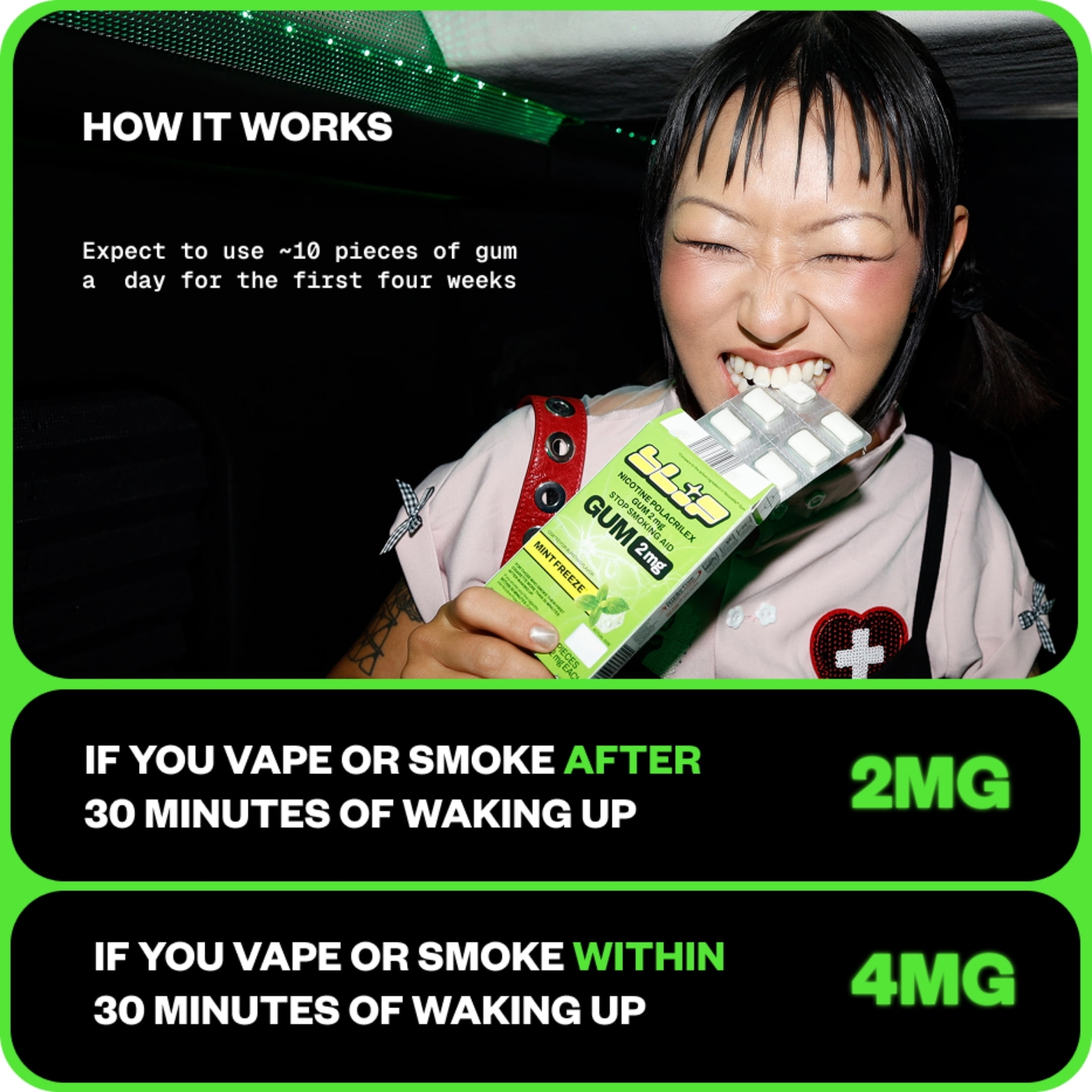 (3 pack) Blip Nicotine Gum, 2 mg, Mint Freeze, 20 Count