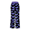 thumbnail image 6 of felwors Halloween Pajama Pants Women Stretch Wide Leg Pj Pants High Waisted Cute Pumpkin Skull Ghost Print Pjs Palazzo Pants Blue, XXL, 6 of 6