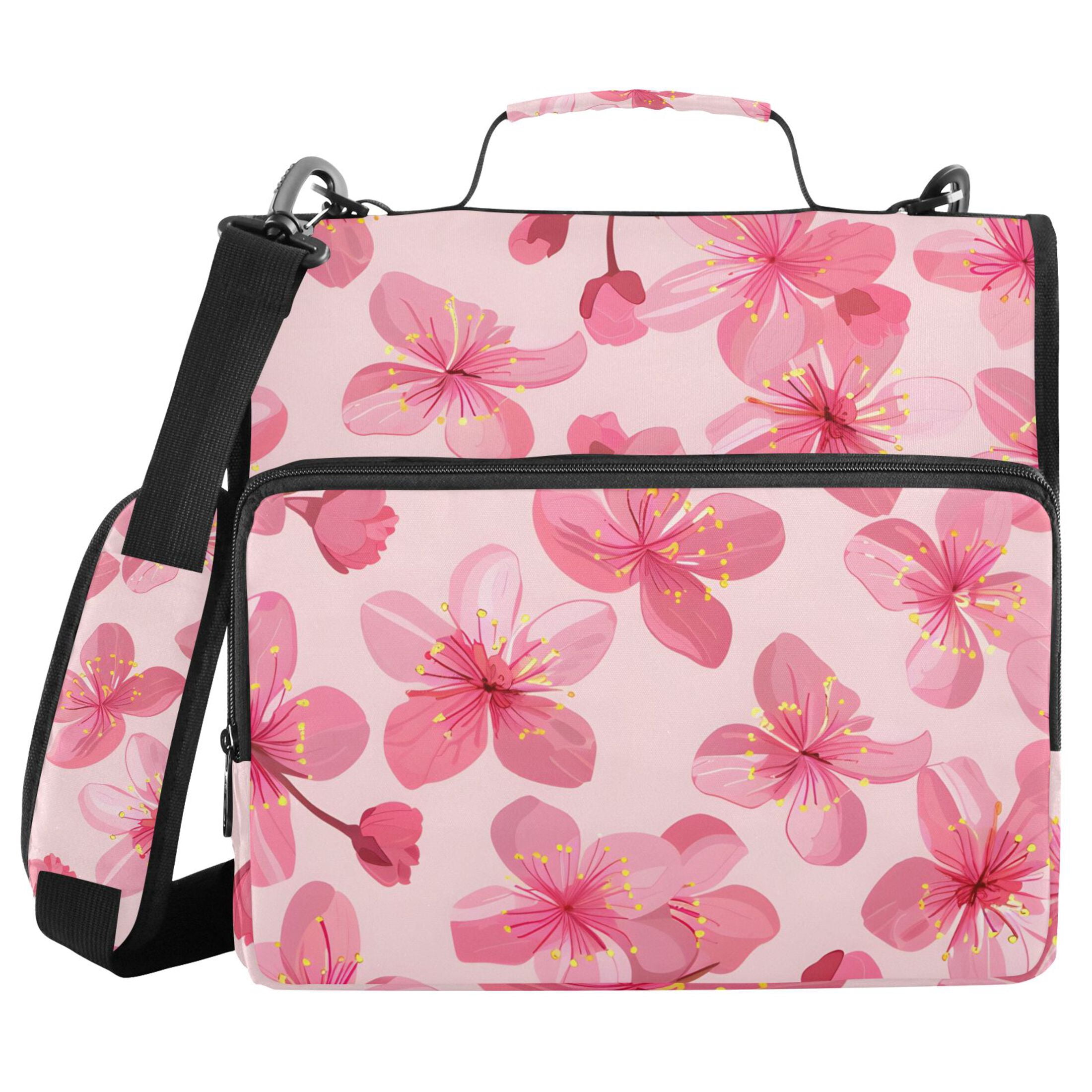ALAZA Zipper Binder Pink Cherry Blossoms Flower 3 Ring Trapper Keeper File Folder Organizer Bag