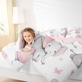 thumbnail image 4 of Homewish Kawaii Elephant Full Size Comforter Sets,Rustic Butterflies Bedding Comforter Set,Pink Gray White Bedding Sets For Girls Kids,Super Cozy Room Decor Reversible,3 Pieces, 4 of 8