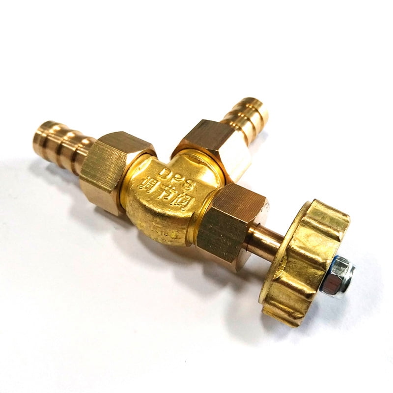 Brass Needle Valve Inline 8mm/10mm Propane Butane Gas Adjuster Barbed Spigots 