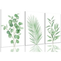 Botanical Wall Art Plant Floral Watercolor Poster Canvas Prints Set of 3 Framed Sage Green Painting Eucalyptus Leaf Picture Modern Minimalist Home Decor Bedroom Bathroom Living Room