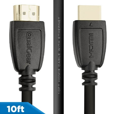 QualGear 10' High-Speed HDMI 2.0 Cable with (Best Hdmi Cable For Directv Genie)