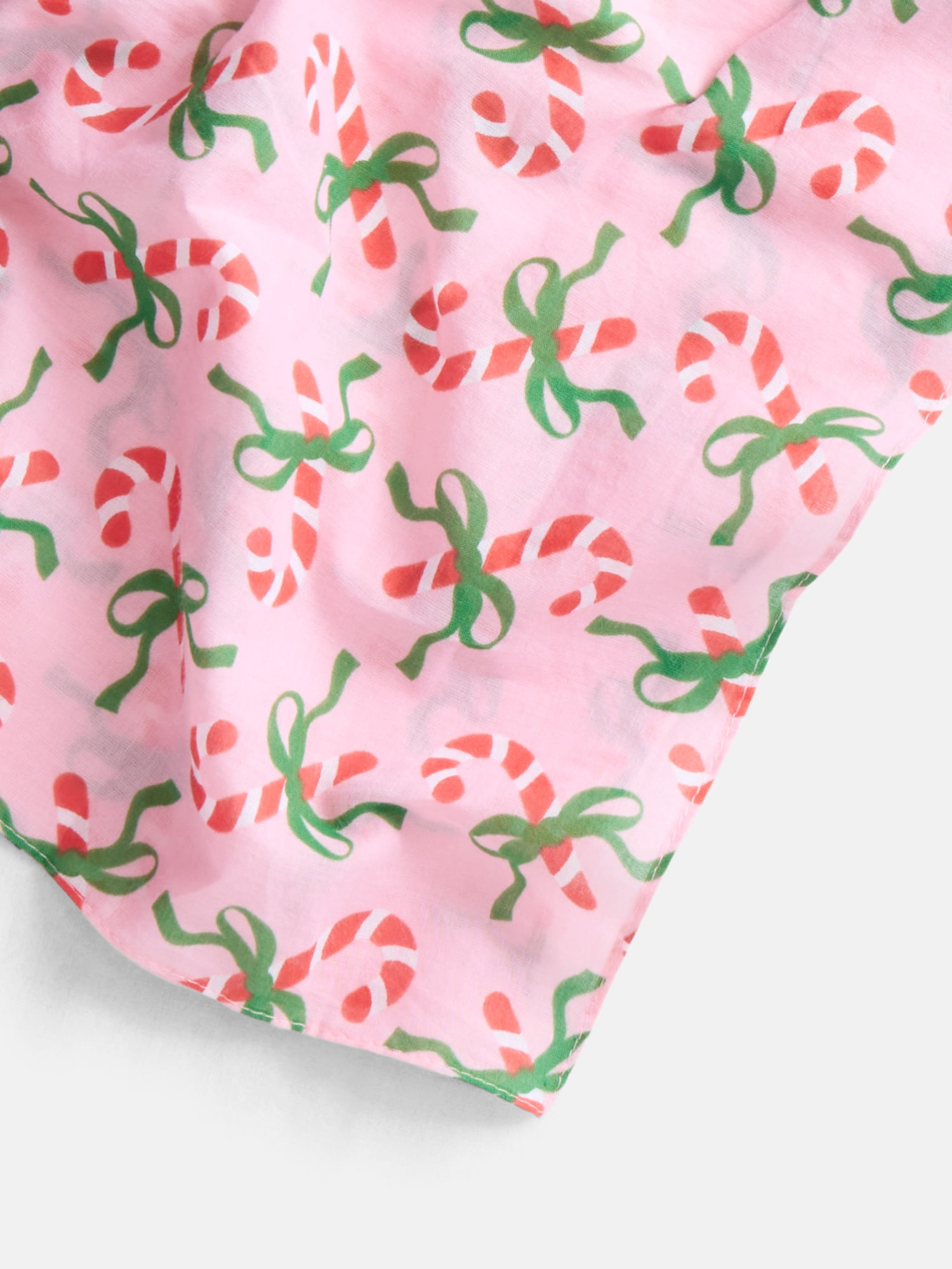 Holiday Time Woven Candy Cane Bows Bandana, One Size, Pink, Cotton
