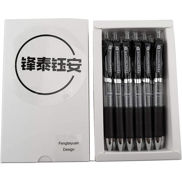 Fengtaiyuan ADP18CA, Stylos Gel Rétractables, 0.5mm, Encre Noire, Pointe Supplémentaire, Écriture Lisse, Pack de 18 (Noir-0,5mm)
