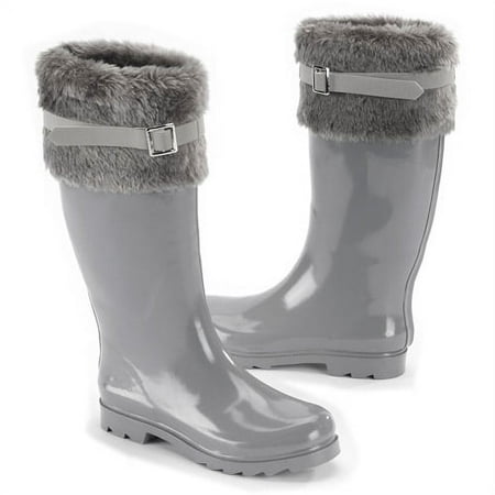 Women's Faux Fur Cuff Rain Boots
