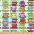 thumbnail image 2 of Ambesonne Tea Party Fabric by the Yard Upholstery, Colorful Cup Design, 1 Yard, Multicolor, 2 of 5