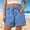 Blue, variant on Paper Bag Waist Pants Women's Shorts High Travel Bermuda Drawstring Knot Front,with Pockets Relaxed Fit Beach Shorts