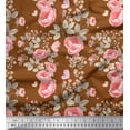 thumbnail image 1 of Soimoi Brown Rayon Fabric Leaves,Insect & Floral Artistic Printed Fabric 1 Yard 42 Inch Wide, 1 of 3