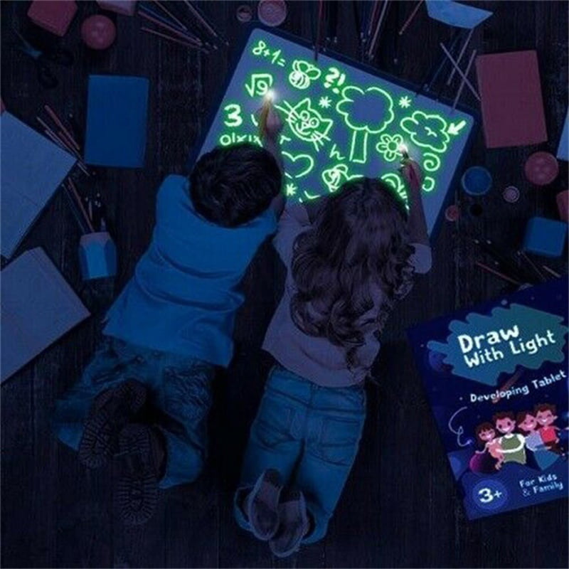 PVC A4 Licht im Dunkeln Kinder Spielzeug leuchtende Zeichenbrett Sketchpad DE 