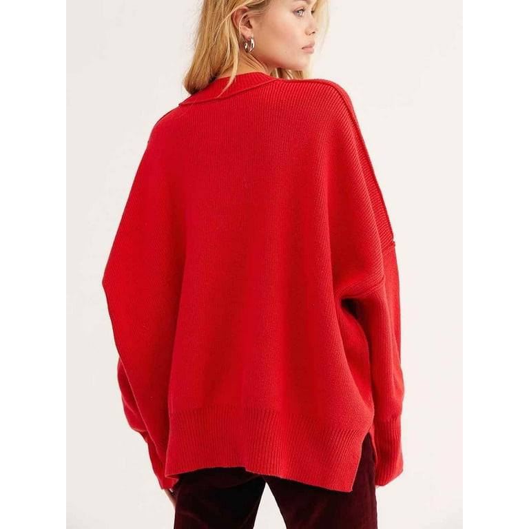 NEW Free People Easy popular Street Tunic Sweater in Burgundy Red XS