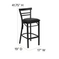thumbnail image 5 of Flash Furniture HERCULES Series Black Two-Slat Ladder Back Metal Restaurant Barstool - Black Vinyl Seat, 5 of 11