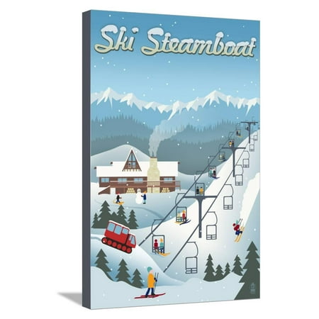 Steamboat, Colorado - Retro Ski Resort Stretched Canvas Print Wall Art By Lantern