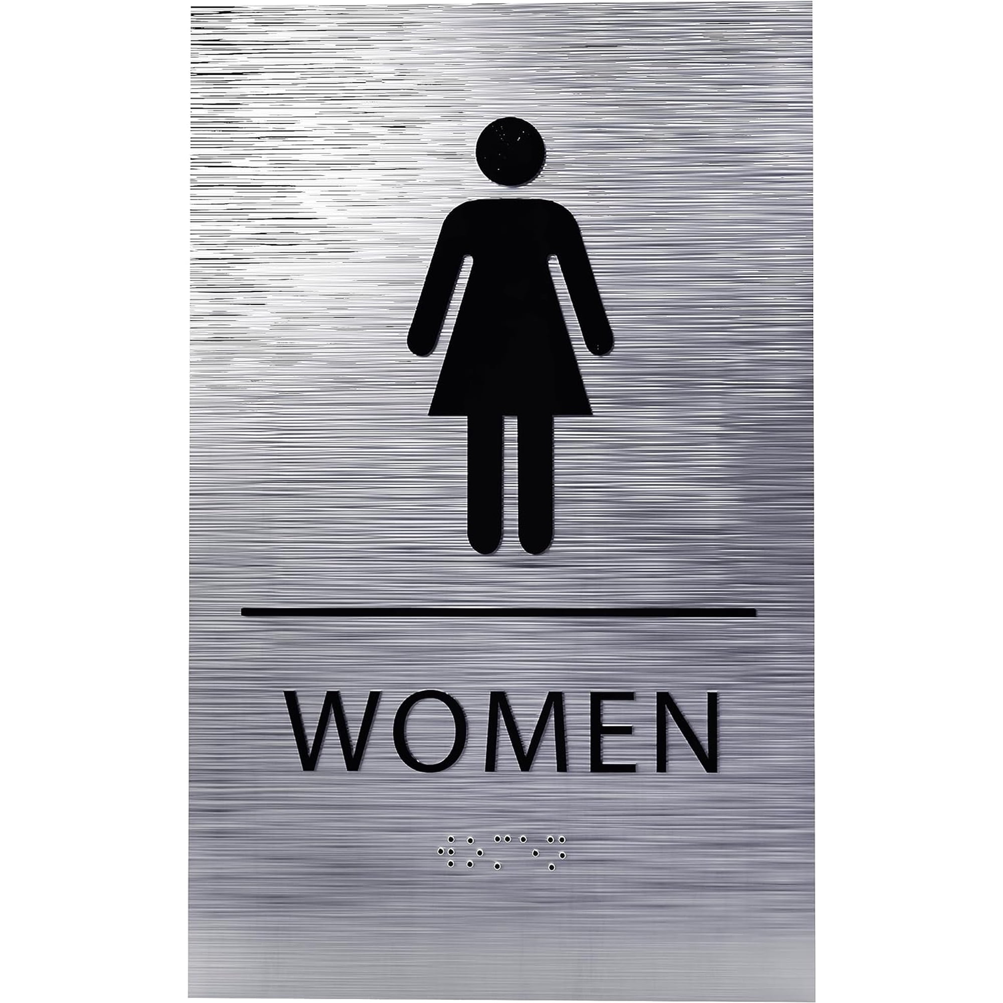 ADA CENTRAL SIGNS - 6 X9 Womens Restroom Sign - ADA Compliant Tactile Graphics Grade 2 Braille Text Acrylic Wall Sign - Bathroom Door Placard Double Sided Tape Rest Room Sign for Business Apartment