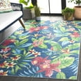 thumbnail image 3 of SAFAVIEH Malibu Frederick Floral Polyester Machine Washable Area Rug, Dark Blue/Green, 3' x 5', 3 of 12