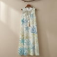 thumbnail image 4 of Xoenoiee Starfish Coral Print Women's Linen-Like Maxi Dress 2026 Summer Beach Vacation Boho Dress Loose Scoop Neck Long Sundresses Loose Sleeveless Tank Dress with Pockets, Size M, 4 of 7