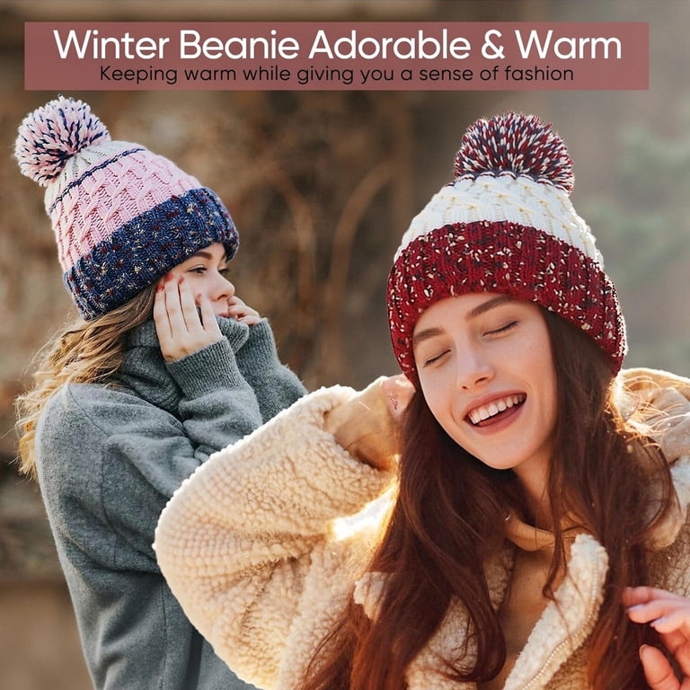 Women's Knit Beanie with Fleece Lining and Pom Pom photo 3