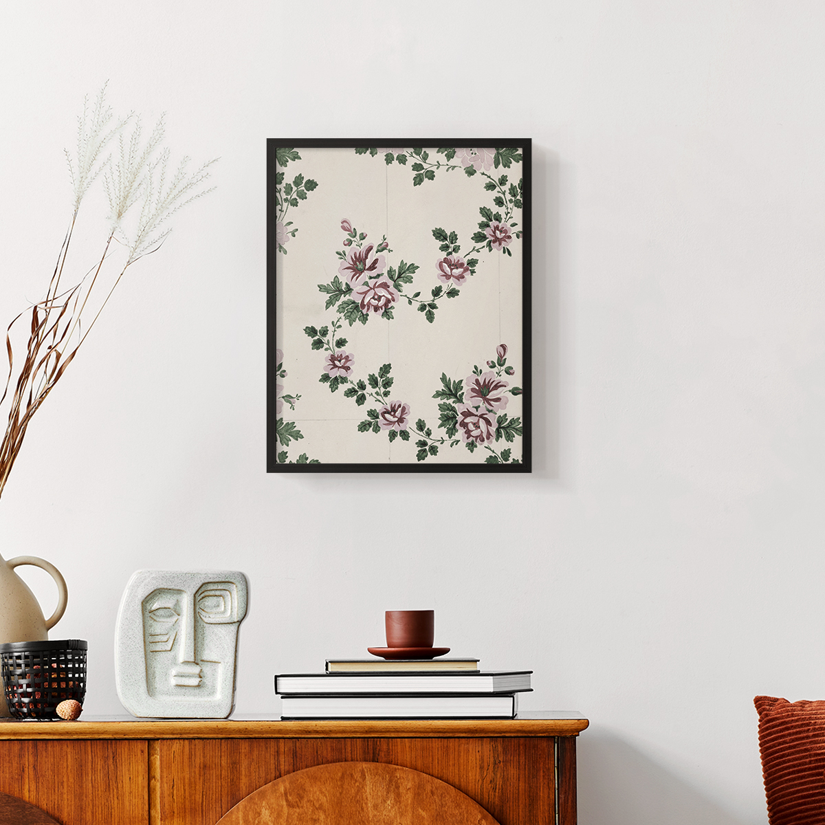 Vintage Abstract Print LXXX - 14in. x 11in. Vintage Framed Print in Black Wood Frame