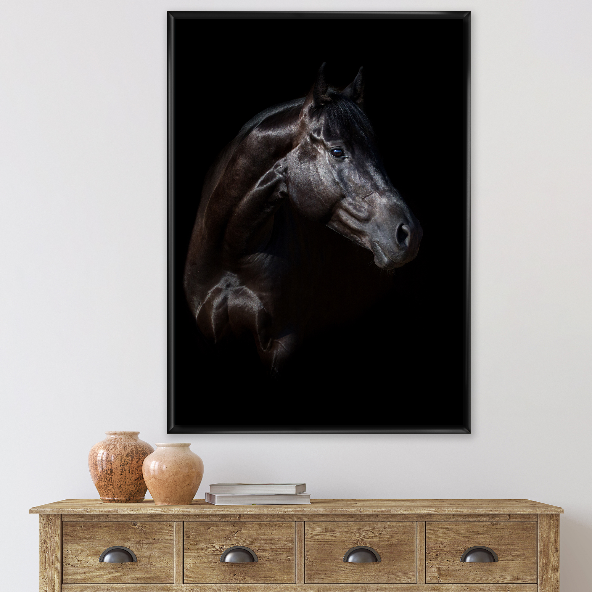 Designart 'Silhouette Of Horse and Woman' Farmhouse Framed Canvas Wall Art Print